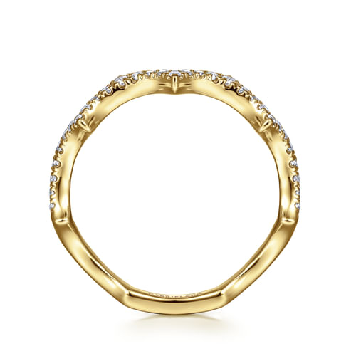 14K Yellow Gold Scalloped Diamond Ring