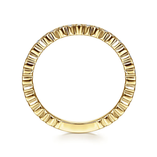 14K Yellow Gold Scalloped Diamond Stackable Ring
