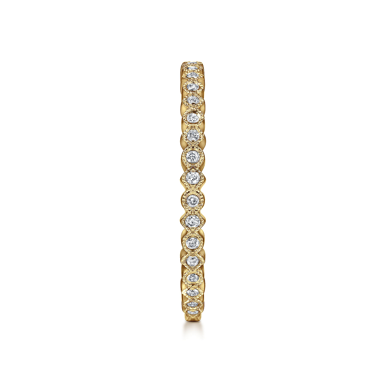 14K Yellow Gold Scalloped Diamond Stackable Ring
