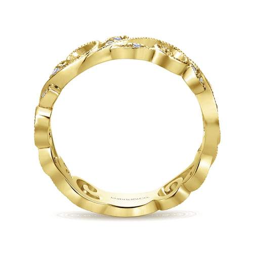 14K Yellow Gold Scrolling Floral Diamond Midi Knuckle Ring