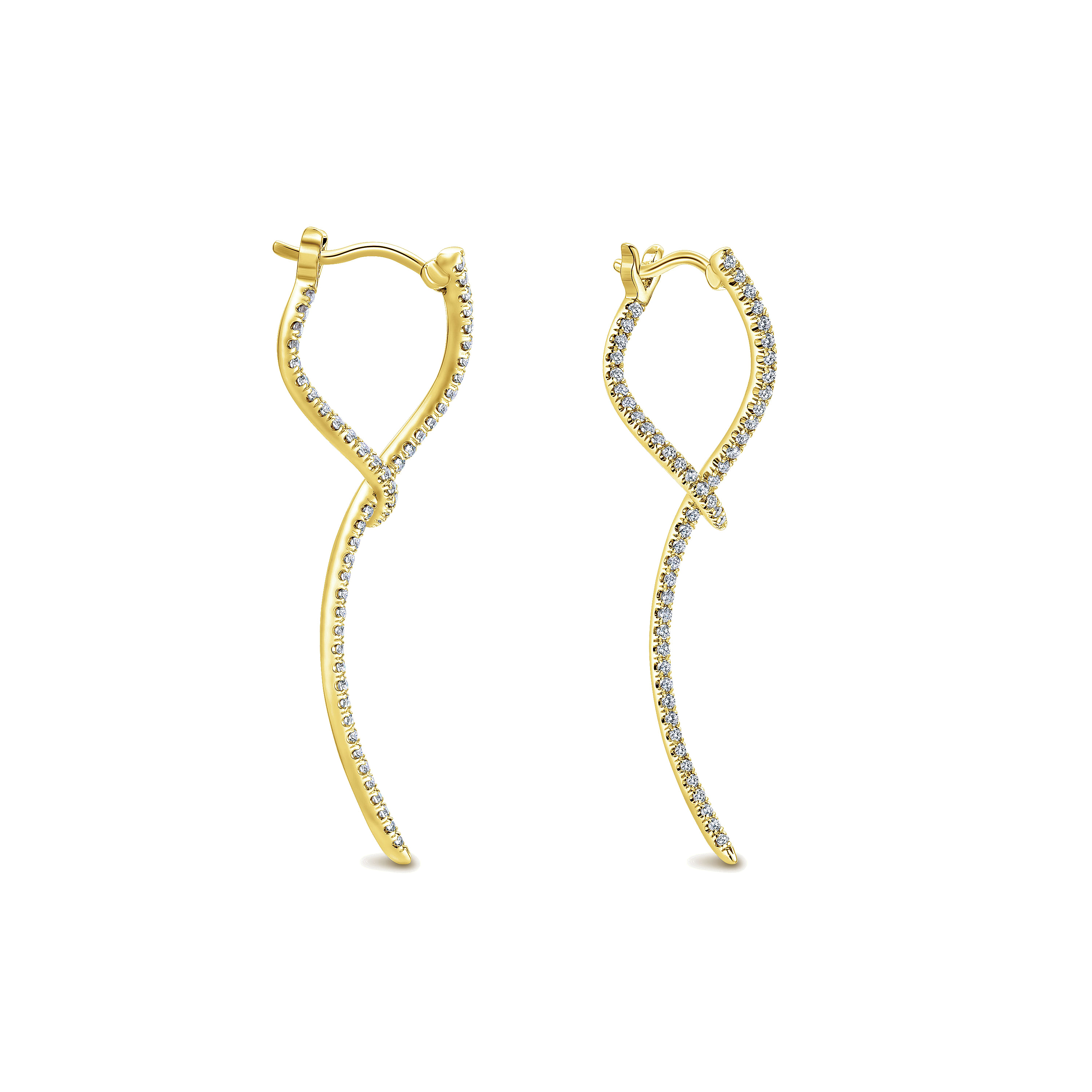 14K Yellow Gold Sculptural Diamond Drop Earrings