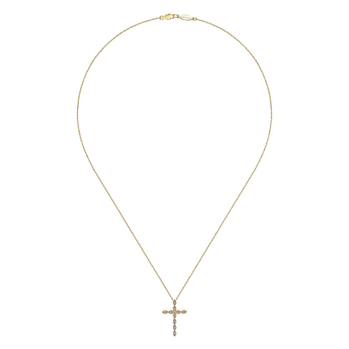 14K Yellow Gold Segmented Diamond Cross Necklace