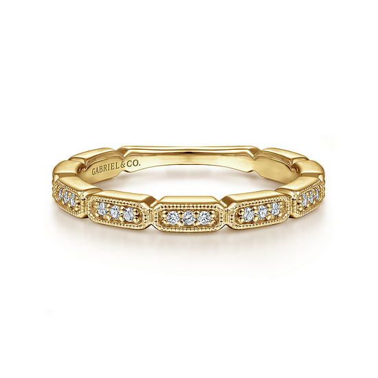 Gabriel - 14K Yellow Gold Segmented Diamond Stackable Ring