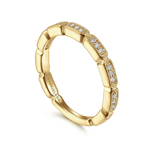 14K Yellow Gold Segmented Diamond Stackable Ring