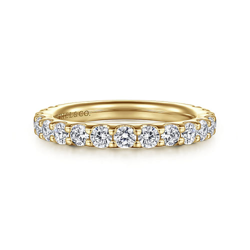 14K Yellow Gold Shared Prong Diamond Wedding Band