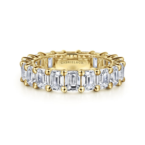 14K Yellow Gold Shared Prong Emerald Cut Diamond Eternity Band