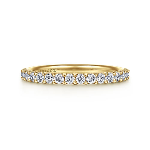 14K Yellow Gold Shared Prong Set Diamond Wedding Band