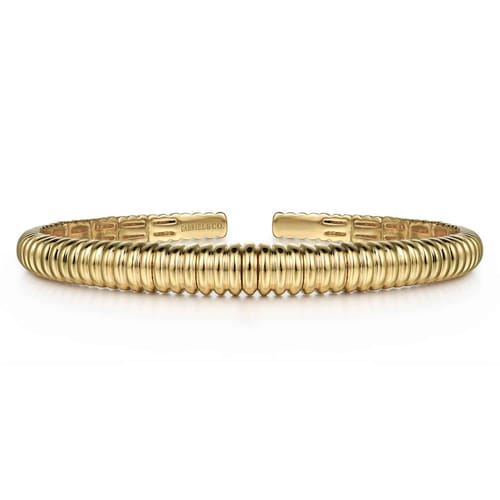 14K Yellow Gold Shrimp Open Bangle 