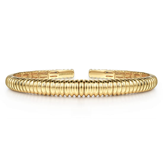 14K Yellow Gold Shrimp Open Bangle
