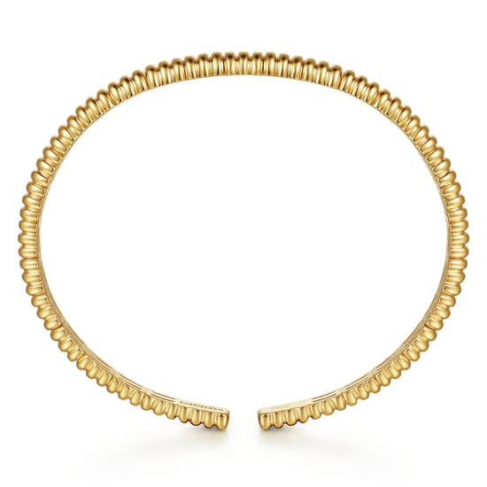 14K Yellow Gold Shrimp Open Bangle angle 3