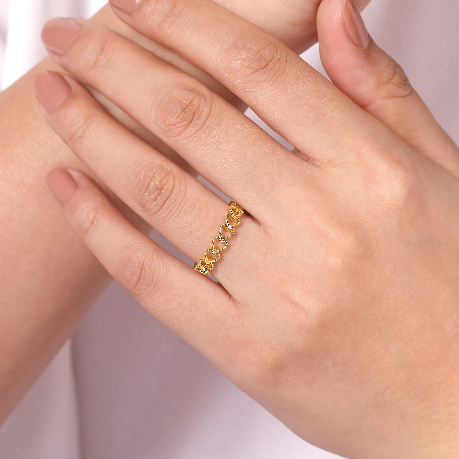 14K Yellow Gold Sideways Heart Stackable Ring