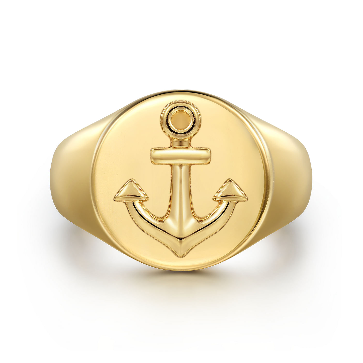 14K Yellow Gold Signet  Mens Ring in High Polished Finish