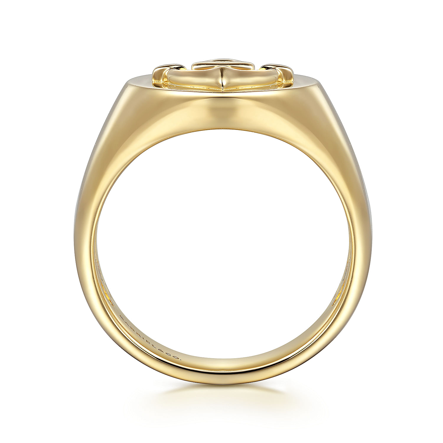 14K Yellow Gold Signet  Mens Ring in High Polished Finish