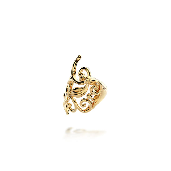 14K Yellow Gold Single Floral Ear Cuff angle 2