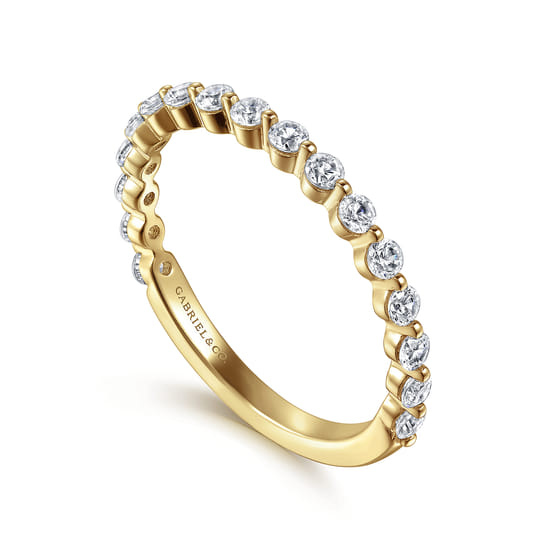 14K Yellow Gold Single Prong Diamond Anniversary Band angle 3