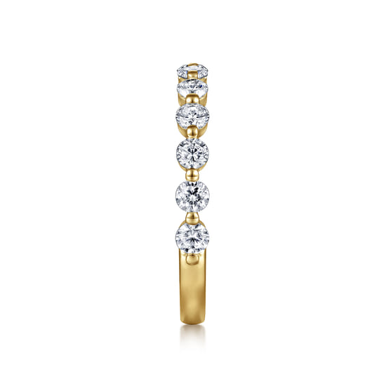 14K Yellow Gold Single Prong Diamond Anniversary Band angle 4 14K Yellow Gold Single Prong Diamond Anniversary Band angle 4