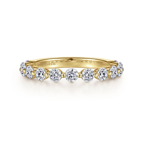 14K Yellow Gold Single Prong Diamond Anniversary Band