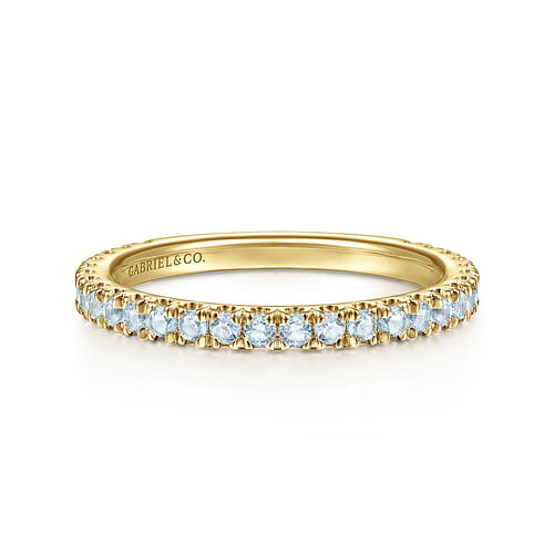 14K Yellow Gold Sky Blue Topaz Stackable Ring