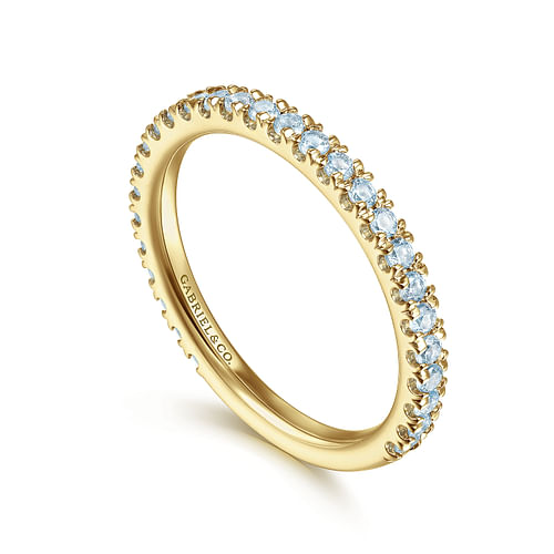 14K Yellow Gold Sky Blue Topaz Stackable Ring