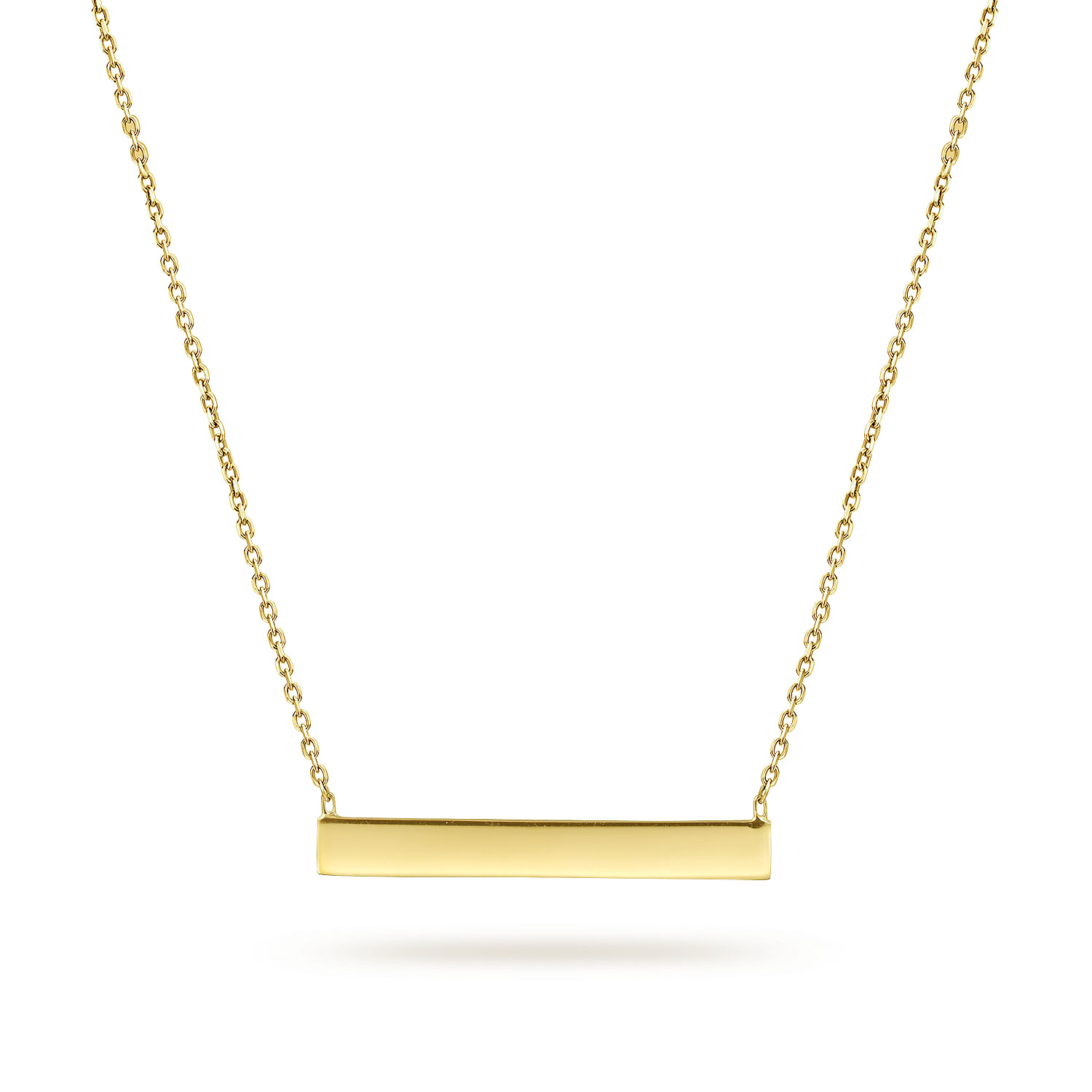 14K Yellow Gold Smooth Bar ID Necklace