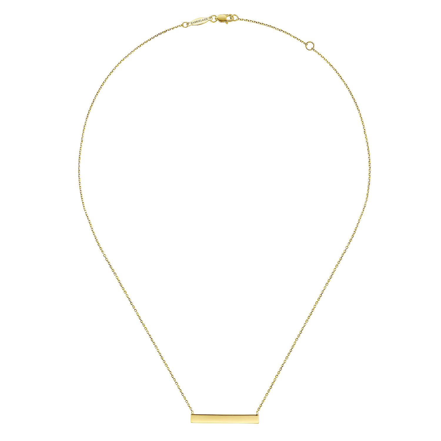 14K Yellow Gold Smooth Bar ID Necklace