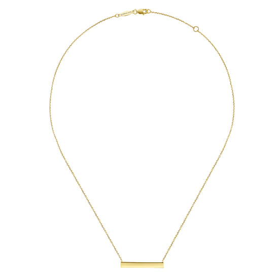 14K Yellow Gold Smooth Bar ID Necklace angle 2