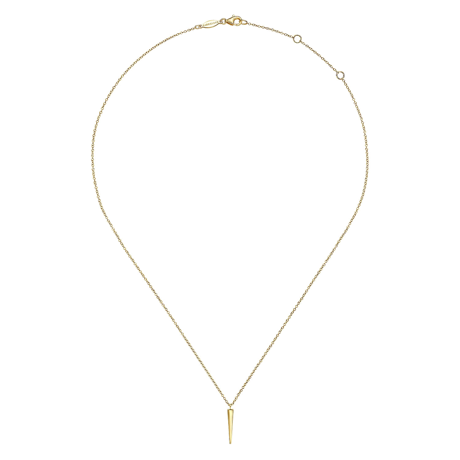 14K Yellow Gold Spike Pendant Necklace