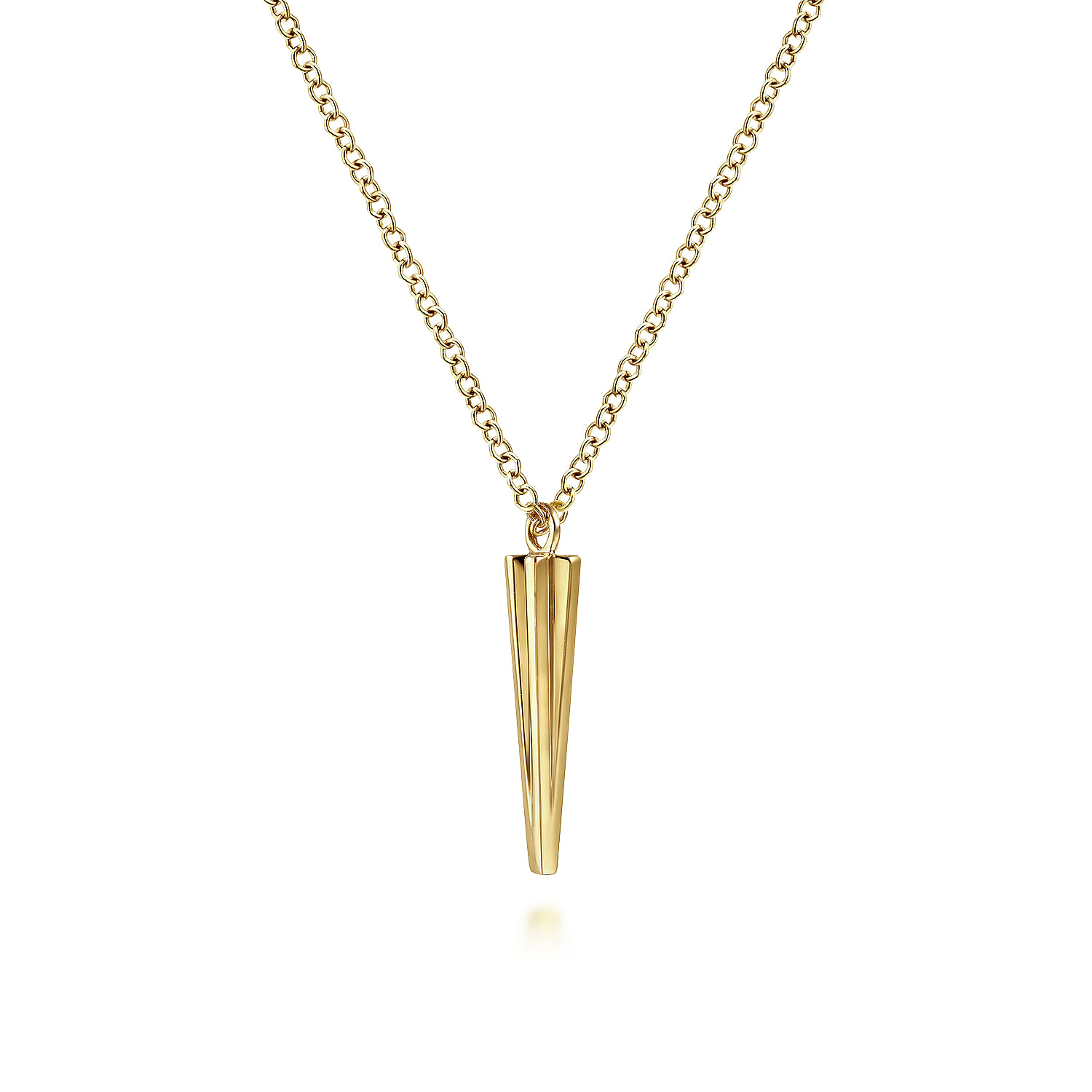 14K Yellow Gold Spike Pendant Necklace