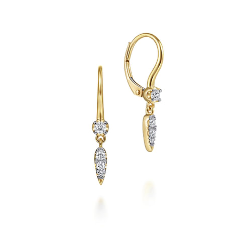 14K Yellow Gold Spiked Diamond Drop Earrings