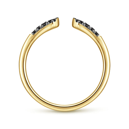 14K Yellow Gold Split Black Diamond Stackable Ring