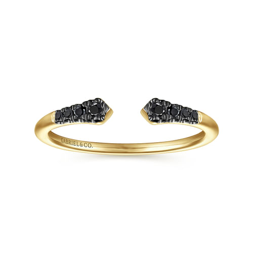 14K Yellow Gold Split Black Diamond Stackable Ring