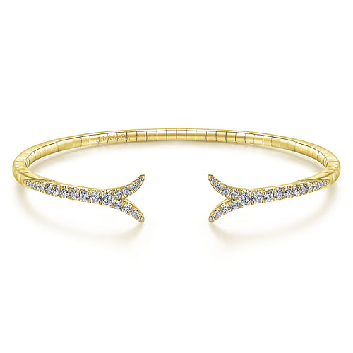 14K Yellow Gold Split Diamond Bangle