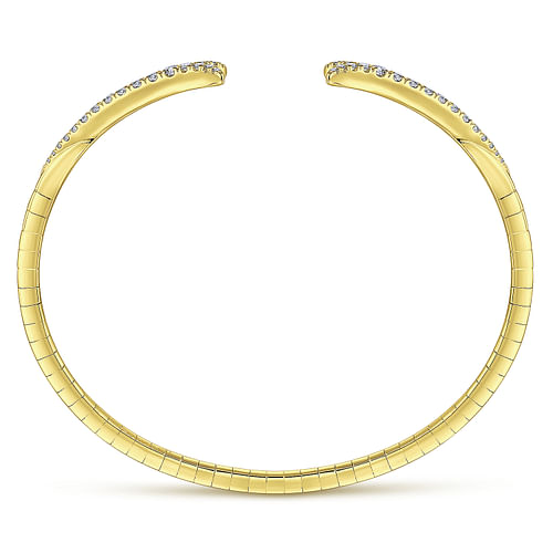 14K Yellow Gold Split Diamond Bangle