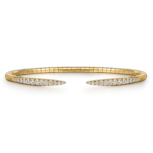 14K Yellow Gold Split Diamond Spike Bangle