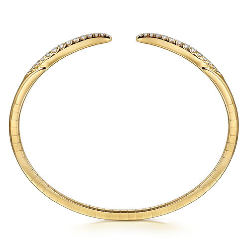 14K Yellow Gold Split Diamond Spike Bangle