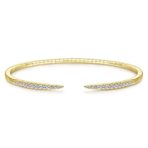 14K Yellow Gold Split Diamond Spike Bangle