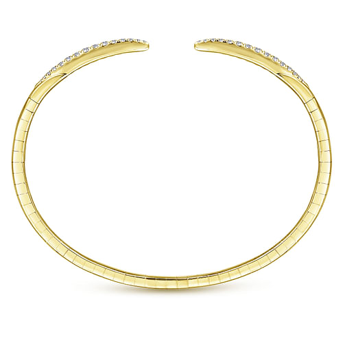 14K Yellow Gold Split Diamond Spike Bangle