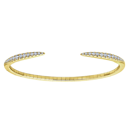 14K Yellow Gold Split Diamond Spike Bangle