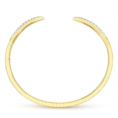 14K Yellow Gold Split Diamond Spike Bangle