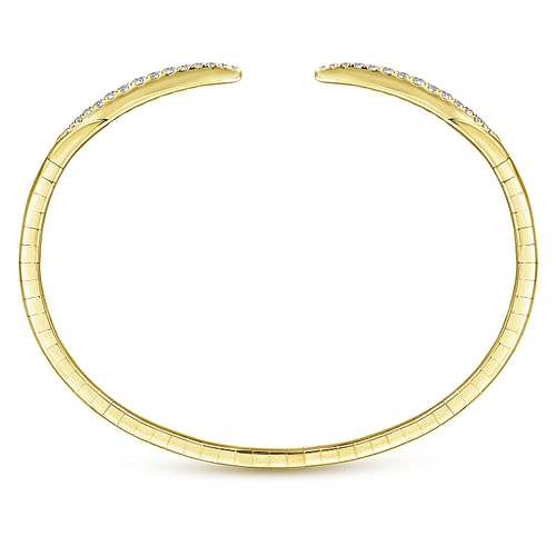 14K Yellow Gold Split Diamond Spike Bangle