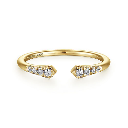 14K Yellow Gold Split Diamond Stackable Ring