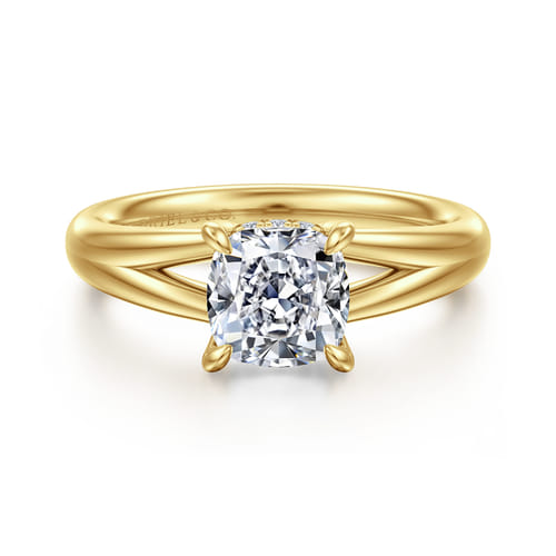 14K Yellow Gold Split Shank Cushion Cut Diamond Engagement Ring 14K Yellow Gold Split Shank Cushion Cut Diamond Engagement Ring