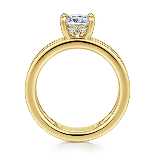 14K Yellow Gold Split Shank Cushion Cut Diamond Engagement Ring