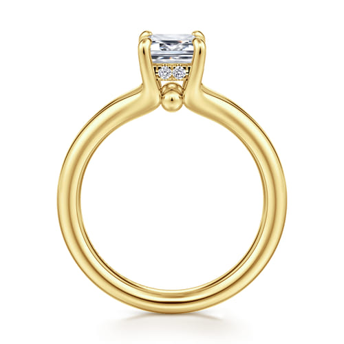 14K Yellow Gold Split Shank Emerald Cut Diamond Engagement Ring