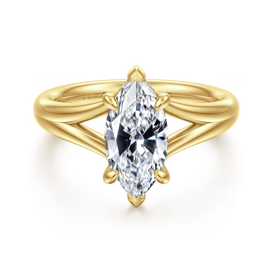 Gabriel - 14K Yellow Gold Split Shank Marquise Shape Diamond Engagement Ring
