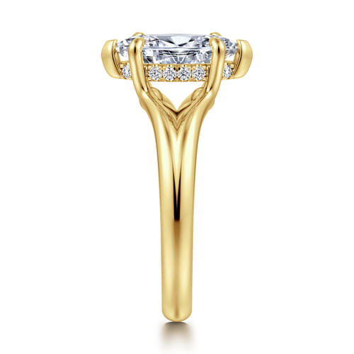 14K Yellow Gold Split Shank Marquise Shape Diamond Engagement Ring