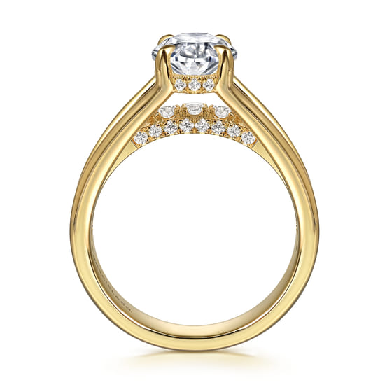 14K Yellow Gold Split Shank Oval Diamond Engagement Ring angle 2