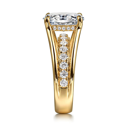 14K Yellow Gold Split Shank Oval Diamond Engagement Ring
