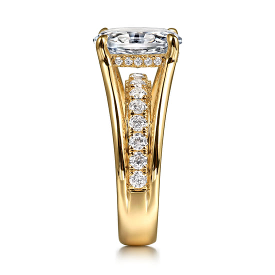14K Yellow Gold Split Shank Oval Diamond Engagement Ring angle 5