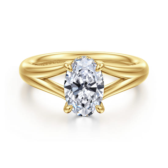 Gabriel - 14K Yellow Gold Split Shank Oval Diamond Engagement Ring